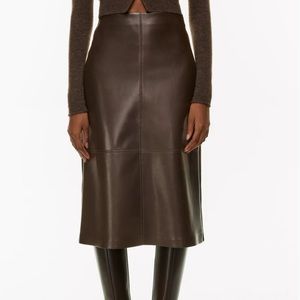 NWOT Wilfred Brown Faux Leather Betty Skirt | Sold out everywhere
